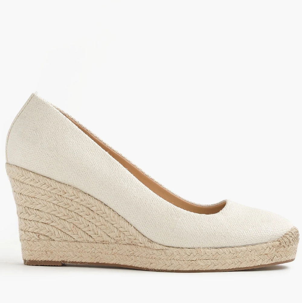 J. Crew Seville metallic Cream espadrille wedges Pumps Sz 7.5 SH210